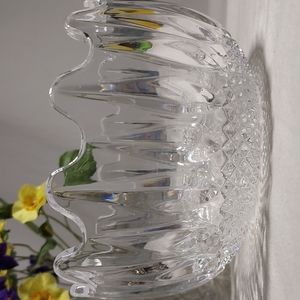 Crystal scalloped edge diamond star pattern candy dish trinket dish bowl vintage